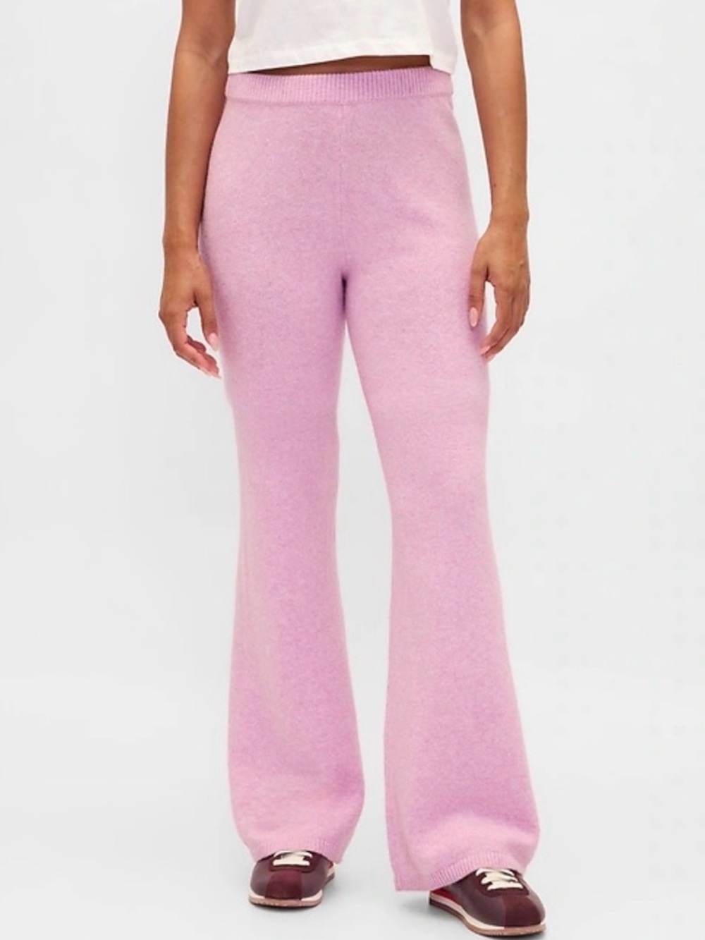 GAP Pink Knit Flare Wide-Leg Jeans